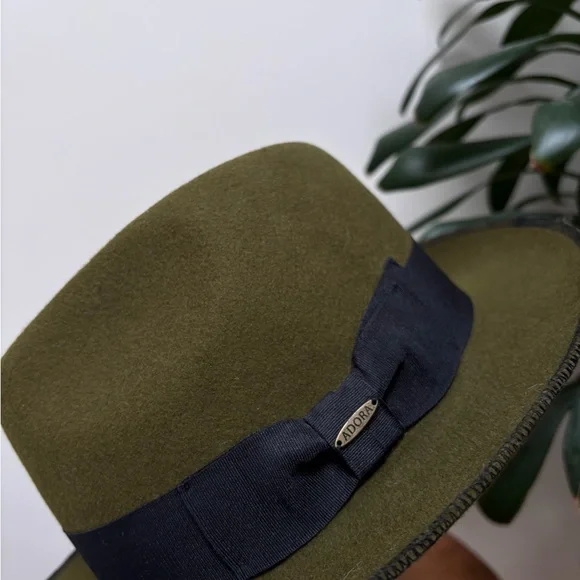 Olive Green Fedora Hat - Picture 4 of 7